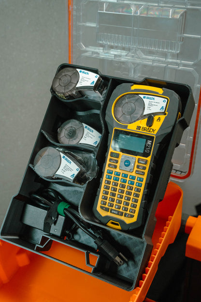 Brady M210 label maker ModBox organizer insert with products inside